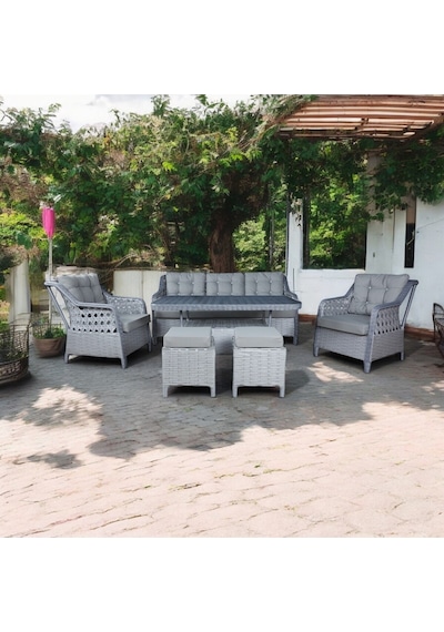 Takim Athena Gümüş Gri 3+1+1 Balkon Bahçe Takimi