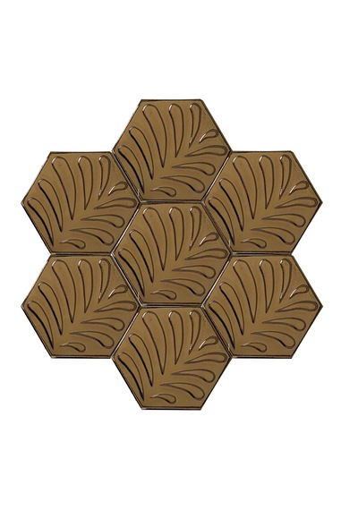 Armada Çini 15x17 Cm Yaprak Bronz Desen Altıgen Çini Karo