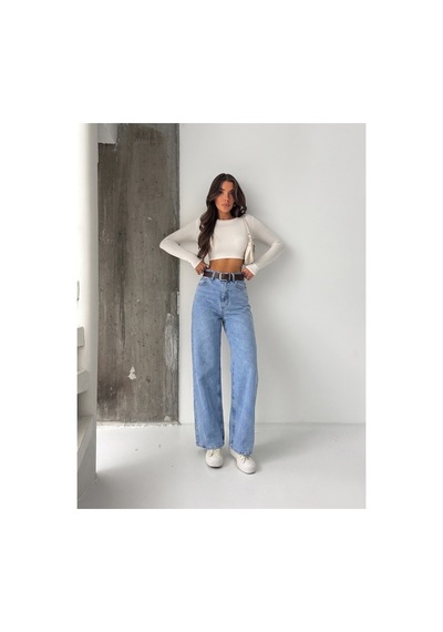 Bluemarlin Buz Kar Likralı Kemerli Tam Kalıp Denim Pantolon Buz Kar