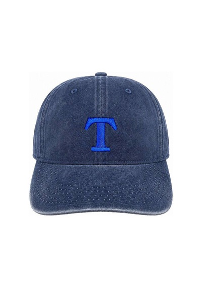 Tesbihane Unisex Vintage Beyzbol Şapkası - İsme Özel Harf Nakışlı - Eskitme Kumaş - Metal Tokalı Lacivert