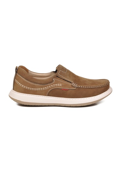 Voyager Erkek Kum Nubuk Hakiki Deri Kolay Giyilebilir Hafızalı Rahat Taban Casual Ayakkabı Loafer 6501 M Bej
