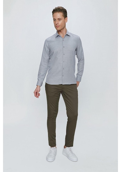 Efor Gk 672 Slim Fit Siyah Klasik Gömlek Siyah