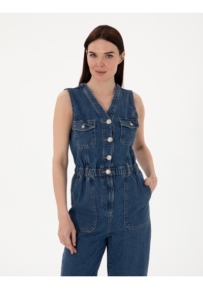 Pierre Cardin Kadın Buz Mavisi Tulum Jean 50308961-vr095 Buz Mavisi