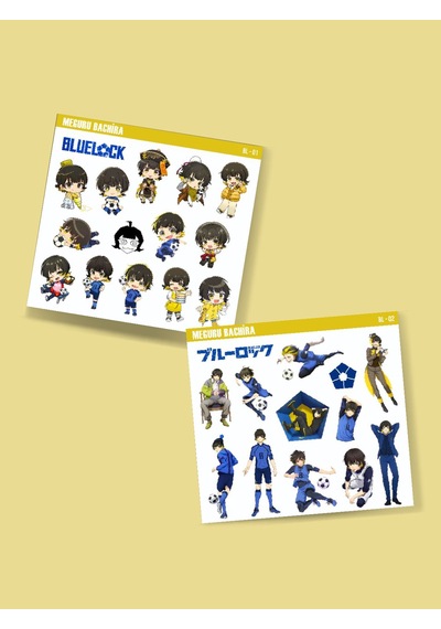 Bluelock-meguru Bachira-parlak Kağıt -2li Sticker Set-telefon Süsleme Blue Lock Beyaz