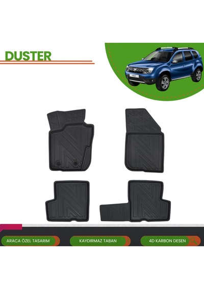 Dacia Duster 4x4 2010-2017 4d Araca Özel Havuzlu Paspas Takımı Karbon