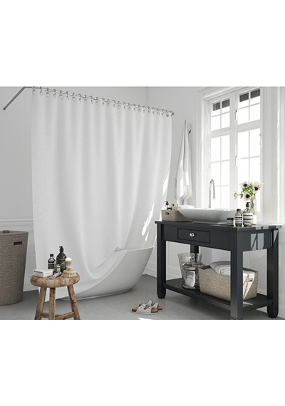 Beyaz Polyester Kumaş Büyük Boy Banyo Perdesi 240x200cm Yerli Üre Çok Renkli