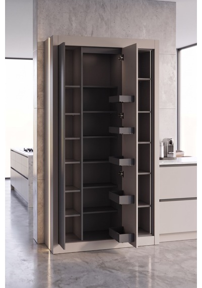Nero Vitrinli Kiler Dolabı 115 Cm   Gri-karbon