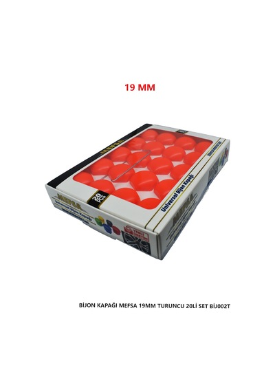 Bijon Kapağı Düz 19 Mm Turuncu 20 Li Set