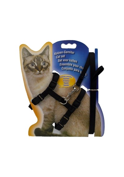 Kedi Göğüs Tasması Uzatma 110cm Set Siyah Gri - 40443240
