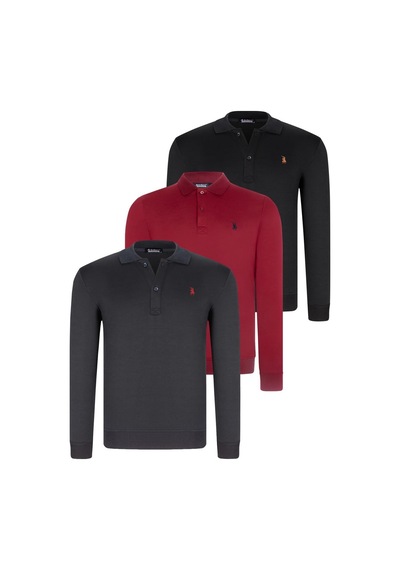Üçlü Set V4007 Dewberry Erkek Sweatshırt-siyah-lacivert-bordo Siyah-lacivert-bordo