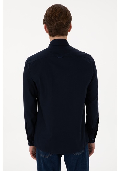 U.S. Polo Assn. U.s. Polo Assn. %100 Pamuk Uzun Kol Slim Fit Gömlek 2083199 Lacivert