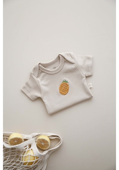 Ohlalakoala Ananas Nakışlı Çıt Çıtlı Body-zıbın Vizon