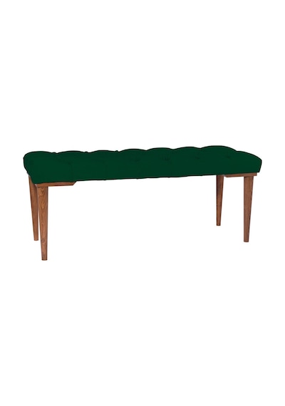 Gazzini Classic Retro Gürgen Ayak Chester Model Kapitoneli Yeşil Puf Bench - Ceviz Ayak