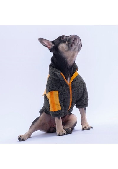 Bergen Outdoor Ceket Kedi Köpek Ceketi Kalın Fermuarlı Kedi Köpek Kıyafeti Kedi Köpek Elbisesi Haki