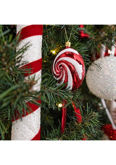 Yılbaşı Süsü Şeker Lolipop 2'li Kırmızı Beyaz 14 Cm