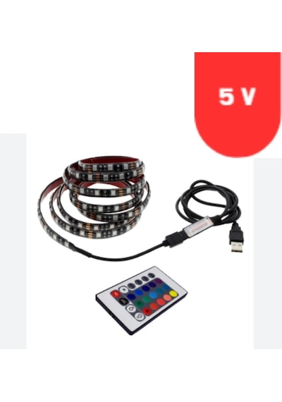 5v Tv Arkası Rgb Şerit Led Usb Güç Girişi 3 Metre