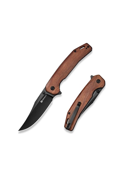 Sencut Vornix Guibourtia Wood Handle Black 9cr18mov Blade Kamp Çakı Kahverengi