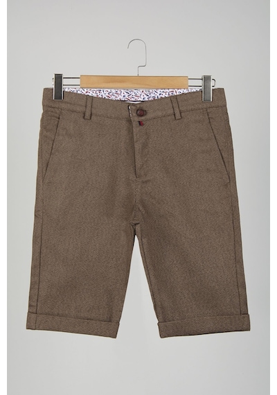 Terapi Men Erkek Koyu Kahverengi Slim Fit Keten Şort Çokrenkli