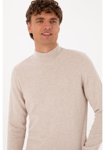 U.S. Polo Assn. Erkek Slim Fit Yarım Balıkçı Yaka Taş Basic Kazak 50307783-VR225