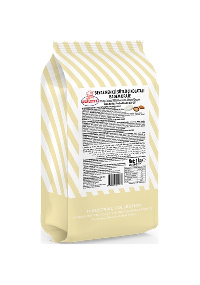Ovalette Beyaz Renkli Sütlü Çikolatalı Badem Draje 1kg