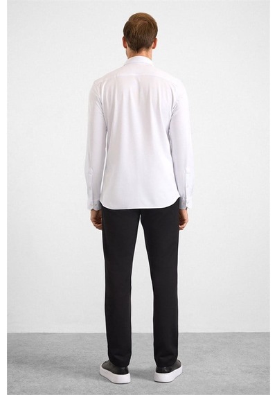 Süvari Beyaz Slim Düğmeli Yaka Manşetli Casual Gömlek Sgm2025500003-bey