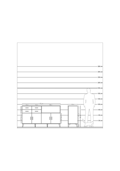 Hyperion Konsol 4 Raflı 4 Çekmeceli 4 Kapaklı 176x44x99 Antrasit-çam/aytaşı Antrasıt/atlas Çam - Antrasıt