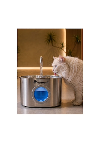 Smartmew S15-b 2.2l Paslanmaz Çelik Kedi Köpek Su Pınarı - Su Seviyesi Göstergeli Sessiz Otomatik Su Sebili