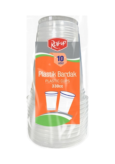 Roll-up Plastik Bardak 330 Cc 10'lu 4 Adet Çok Renkli