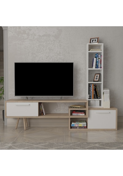 Lagomood Manzara TV Ünitesi TV Sehpası Meşe-Beyaz