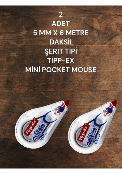 2 Adet 5 Mm X 6 Metre Daksil Şerit Tipi Tipp-ex Mini Pocket Mouse