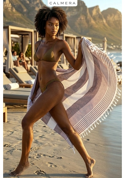 Calmera Natura Peştemal Pamuk - Doğal Saçaklı Plaj, Deniz, Havuz, Spa, Sauna, Spor, Seyahat Havlusu - Lila
