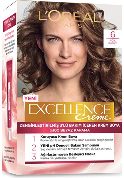 2 Adet Excellence Saç Boyası Açık Kahve No:6