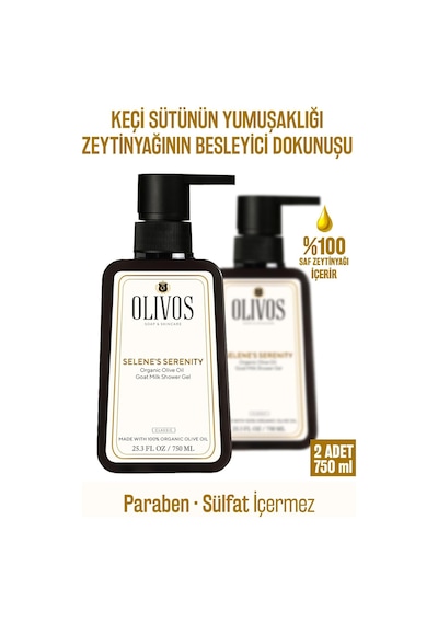 Doğal Zeytinyağlı Duş Jeli - Keçi Sütlü Yumuşaklık, Nemlendirici Ve Besleyici, Hassas Ciltler İçin İdeal, 750ml Yoğun Nemlendirme Ve Pürüzsüz Cilt 2x750 Ml, Keçi Sütlü