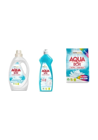 Aquabor Doğal Mineralli Sıvı Beyaz + Elde Bulaşık + 4 Kg Renkliler 3 Lü Set 07308083