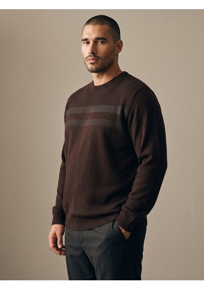 Maccali Erkek Kahve Büyük Beden Pamuklu Kışlık Desenli Sweatshirt Kahverengi