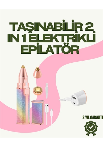 8000 - 954 - Rpm Tnabilir Epilatör Kaş Düzeltici Ve Dudak Epilatörlü - Shopılke - Pille Çalışan