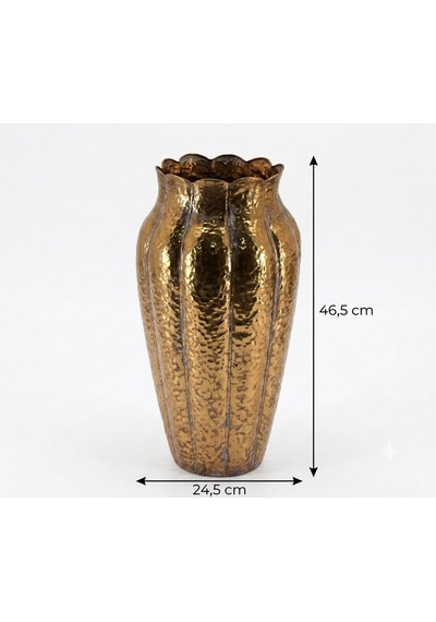 Panalı Metal Dekoratif Vazo Orta Boy 46,5 X 24,5 Cm Altın
