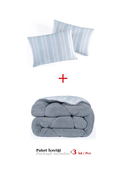 Comfort Set Yeni Nesil Wellsoft Yorganlı 3 Parça Çift Kişilik Soft Line Gri Gri