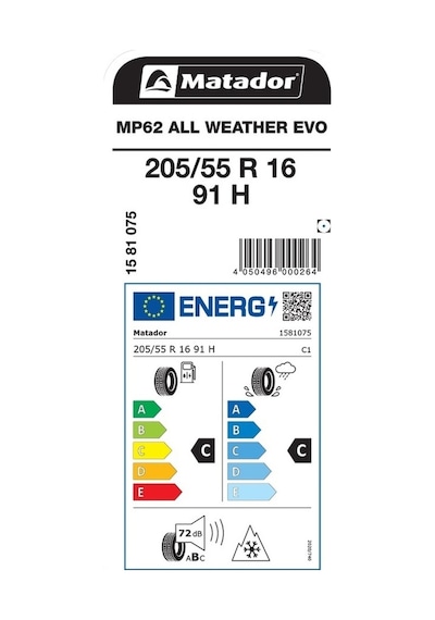 Matador 205/55R16 91H MP62 All Weather Evo Dört Mevsim Lastiği 2025