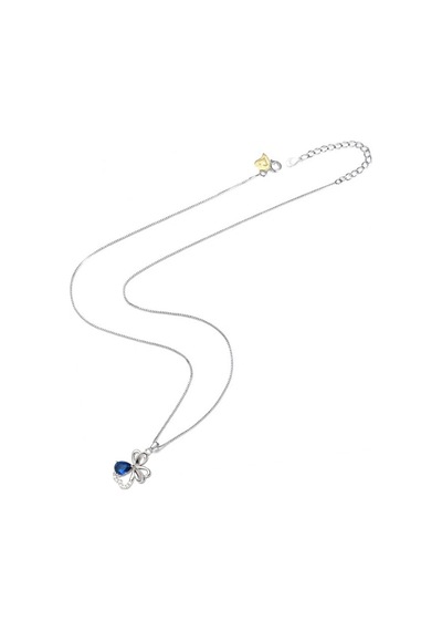 Brezza Lusso Jewelry  Diamond Serisi Safir Damla Kalp Çiçek Gümüş Kadın Kolye 45 CM 45 CM