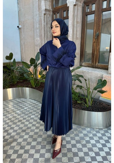 Unika Boutique Elisa Piliseli Etek - Zümrüt Lacivert