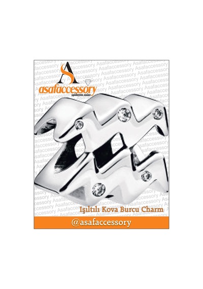 Işıltılı Kova Burcu Charm Gümüş