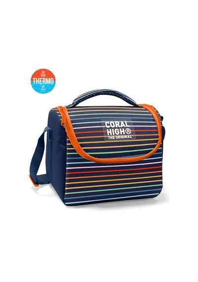 Coral High Çok Renkli Çizgi Desenli Thermo Beslenme Çantası 37131 Lacivert
