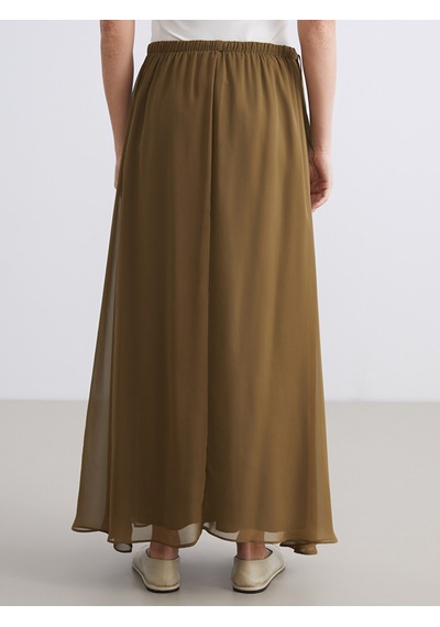 Lcw Modest Haki Beli Lastikli Kloş Etek