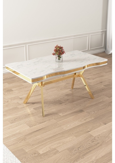 Canisa Vae Serisi 90x160 Lak Panel Beyaz Mermer Desen Gold Ayak Masa Takımı 6 Siyah Sandalye Beyaz Mermer Desen Masa Sandalyeler Siyah Canisa Vae Serisi 90x160 Lak Panel Beyaz Mermer Desen Gold Ayak Masa Takımı 6 Siyah Sandalye Beyaz Mermer Desen Masa Sandalyeler Siyah
