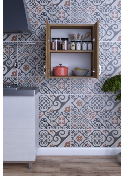 Moza Çok Amaçlı Kapaklı Banyo Balkon Dolabı Ceviz