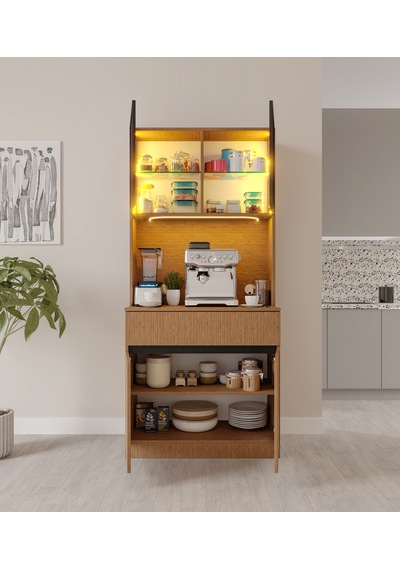 Bambu Mini Komple Mdf Led Aydınlatmalı Kahve Köşesi