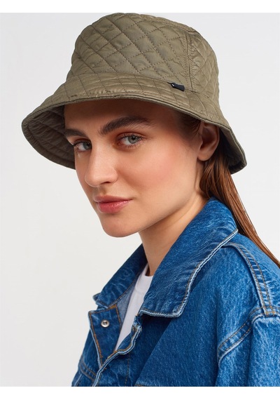 Külah Kadın Kapitoneli Kışlık Haki Bucket Şapka - Standart Haki