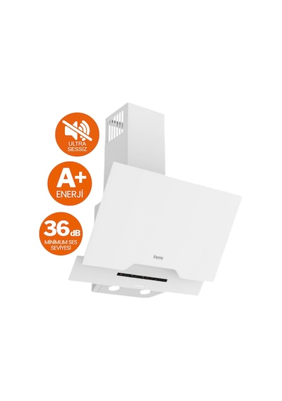 Afm Tech & Ferre Nuvo D064-SA + FM7701 + FM2201  Sessiz Turbo Dijital Beyaz Ankastre Set