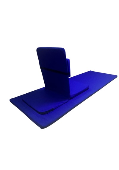 Backjack Meditasyon Sandalyesi Destekli Yer Minderi + 60x180 Kumaş Mat - Backjack 3xl Mat+backjack İkili Set Saks Mavi